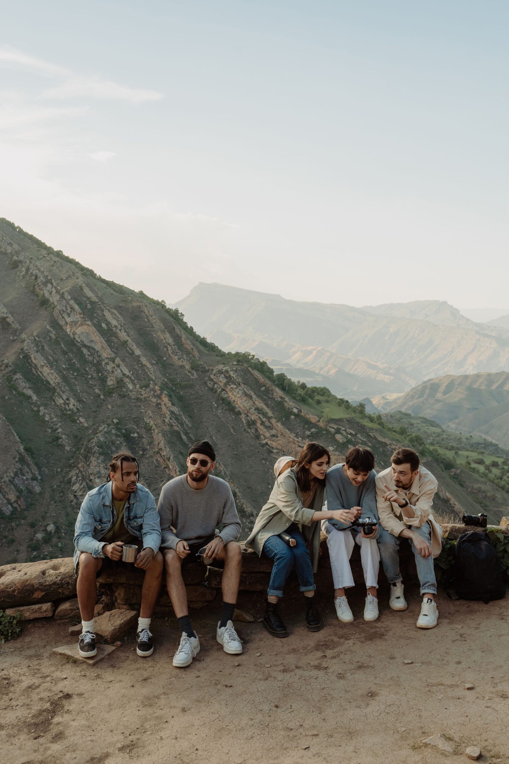 Friends enjoying a mountain view